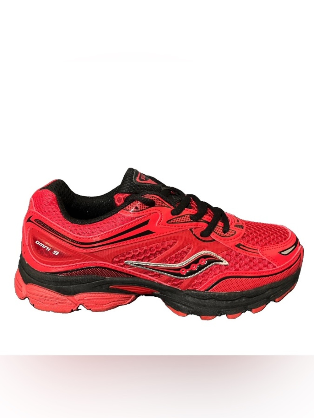 Saucony Omni 9 Red Black SYF25AA GS Size 6.5 Youth Fits 8 Women’s Running Shoes